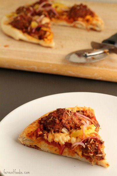 homemade sausage meatball pizza